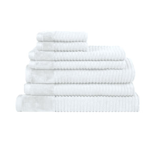 Royal Excellency 7 Piece Cotton Bath Hand Mat Washer Towel Set 650gsm White