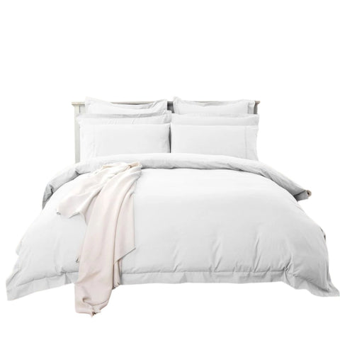 1000TC Tailored Super King Size White Duvet Doona Quilt Cover Set