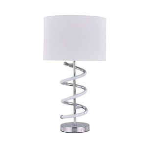 Jeanne LED Spiral Bedside Coffee Side Table Lamp Light Chrome Base White Shade