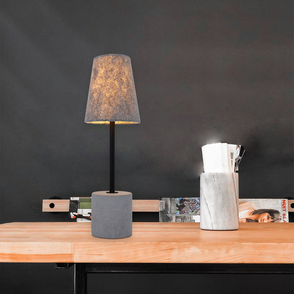 Jerome Bedside Coffee Side Table Lamp Light Grey Concrete Base Cone Shade