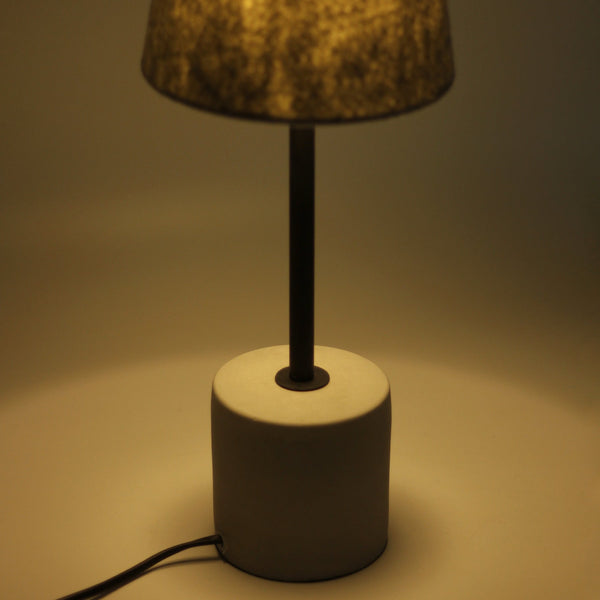 Jerome Bedside Coffee Side Table Lamp Light Grey Concrete Base Cone Shade