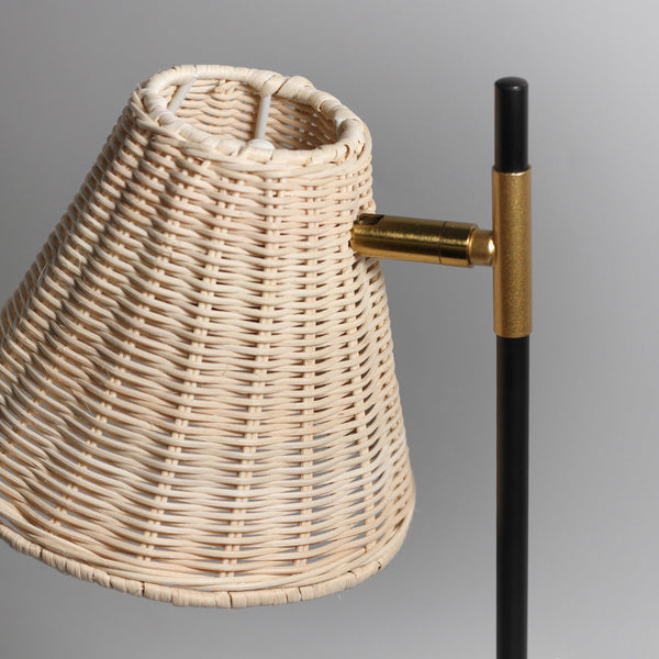 Yvette Floor Lamp Light Rattan Shade Black