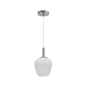 Annika Frosted Ribbed Glass Pendant Ceiling Light Lamp Chrome White