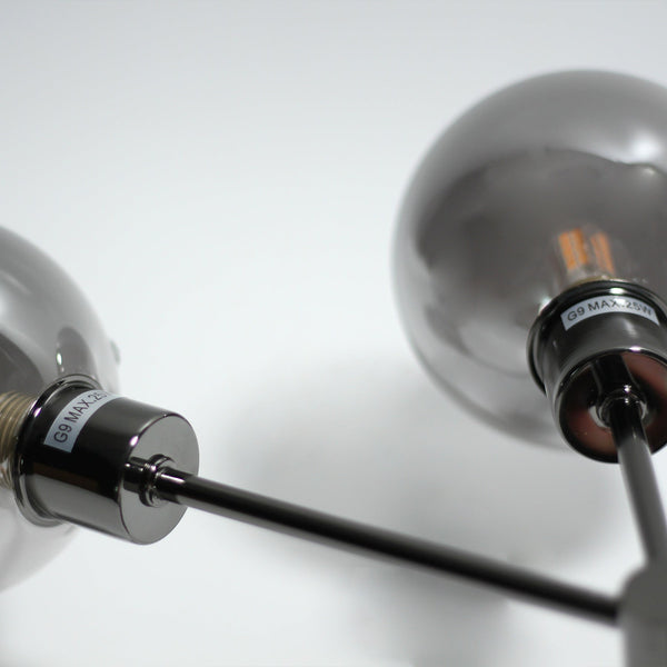 Grette Wall Lamp Light Black Chrome Smoked Glass Spheres